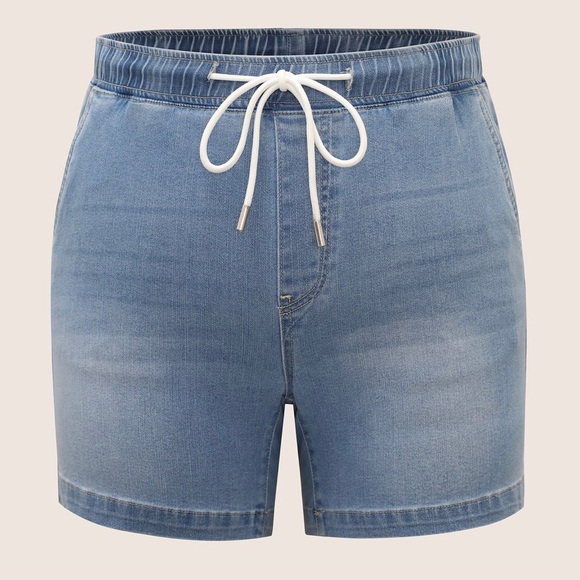 Light Denim Elastic Waist Drawstring Shorts Plus 30/6X - Picture 7 of 7
